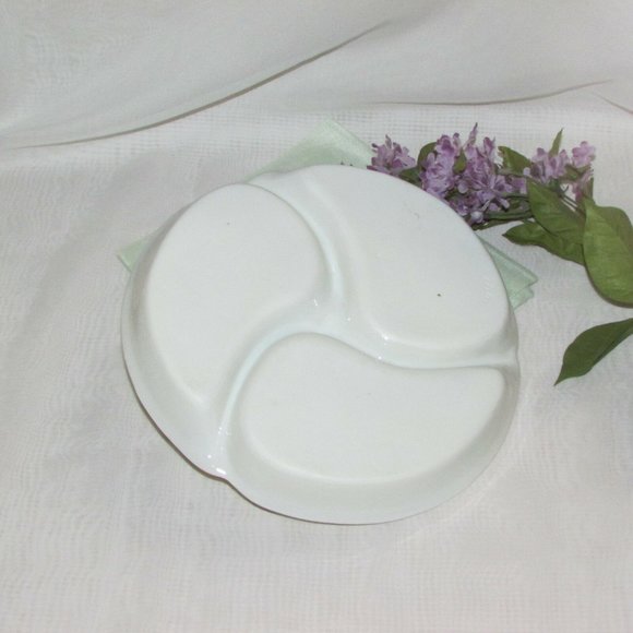 Vintage Serving Dish Round Divided Centre Handle Relish Pickle Plate Cottagecore - Picture 5 of 9